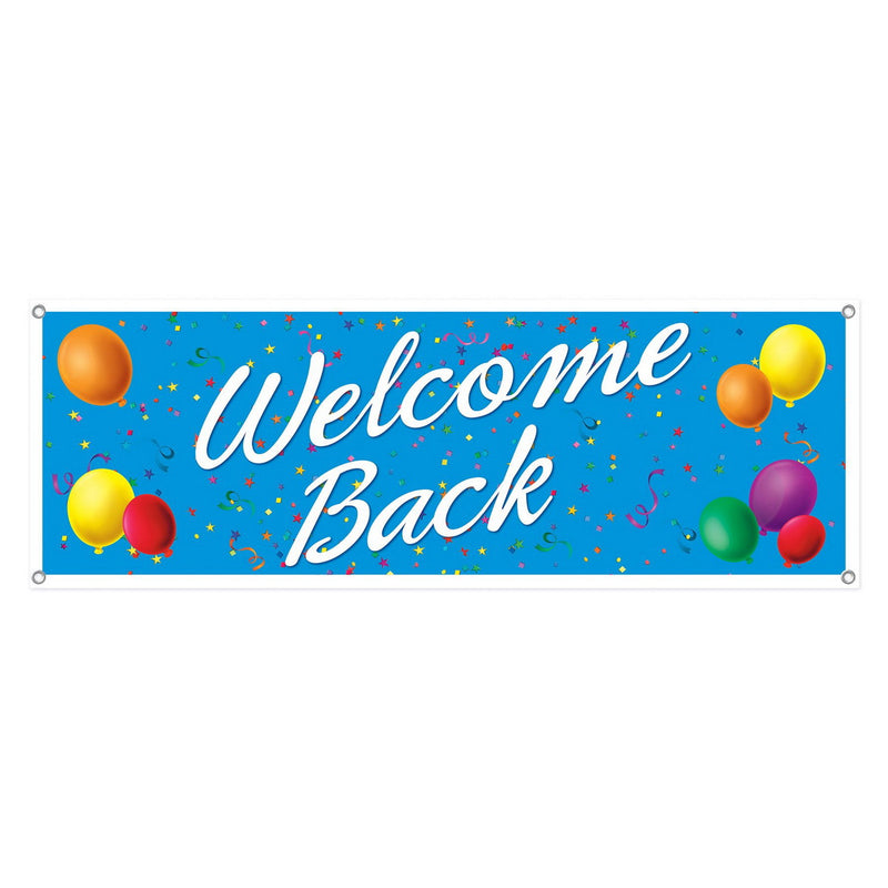 Welcome Back Sign Banner – 5' x 21" – (1/Pkg) by Beistle for General occasion All-Weather