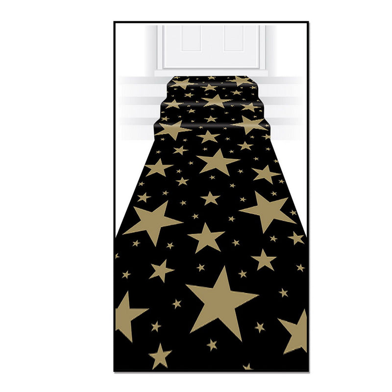 Gold Star Runner – 24" x 10' – (1/Pkg) by Beistle for Awards Night Aisle Runner