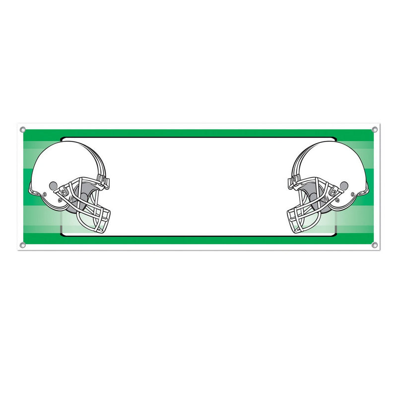 Opposing Helmets Sign Banner – 5' x 21" – (1/Pkg) by Beistle for Football All-Weather