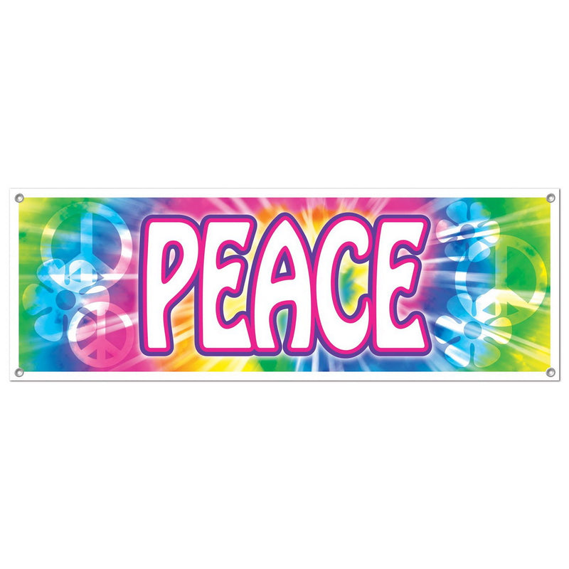 Peace Sign Banner – 5' x 21" – (1/Pkg) by Beistle for 60's All-Weather