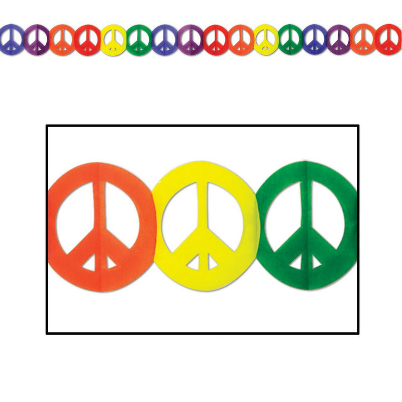 Peace Sign Garland – 5¾" x 12' – (1/Pkg) by Beistle for 60's Tissue