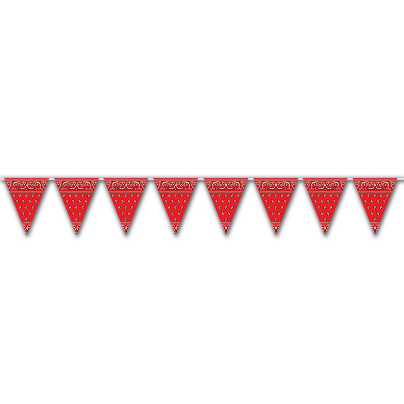 Bandana Pennant Banner – 11" x 12' – (1/Pkg) by Beistle for Western Pennant Banners