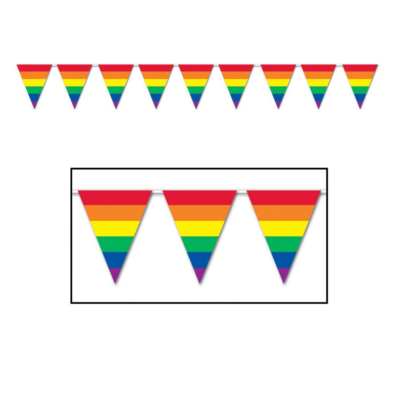 Rainbow Pennant Banner – 11" x 12' – (1/Pkg) by Beistle Pennant Banners
