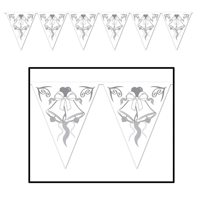 Wedding Bells Pennant Banner – 11" x 12' – (1/Pkg) by Beistle Pennant Banners