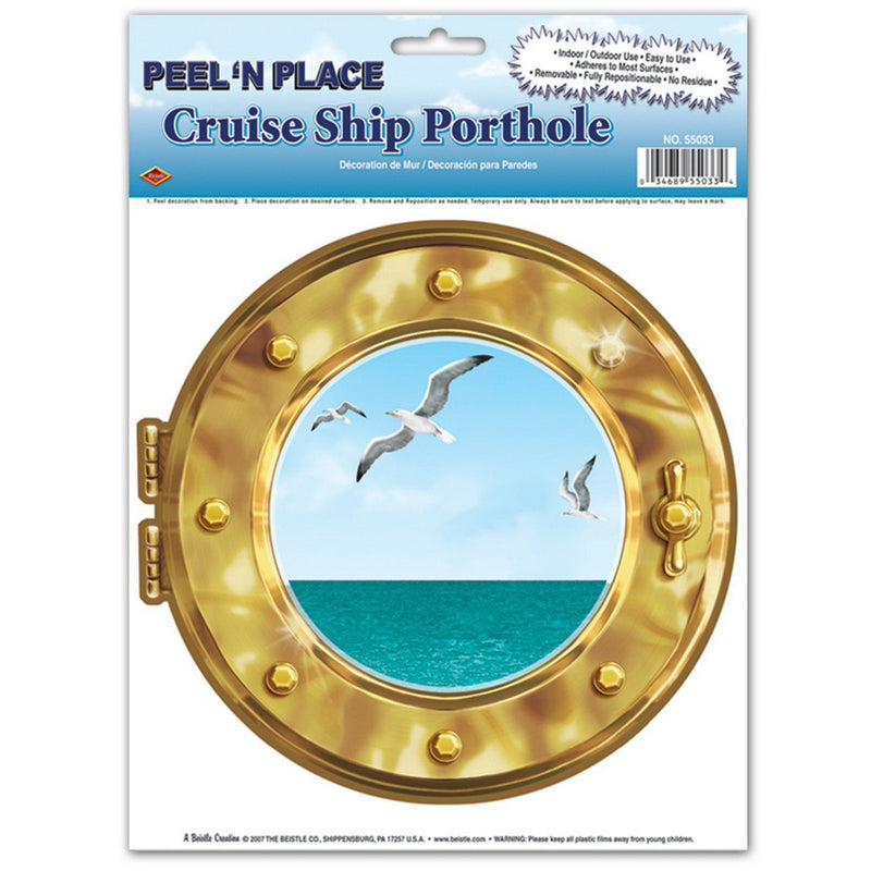 Cruise Ship Porthole Peel 'N Place – 12" x 15" Sh – (1/Sh) by Beistle for Nautical
