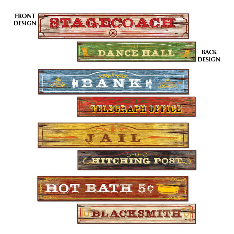 Western Sign Cutouts – 4" x 24" – (4/Pkg) by Beistle Printed