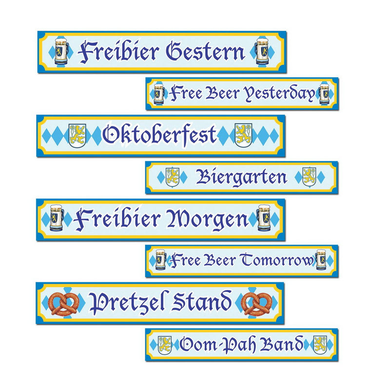 Oktoberfest Sign Cutouts – 4" x 24" – (4/Pkg) by Beistle Printed