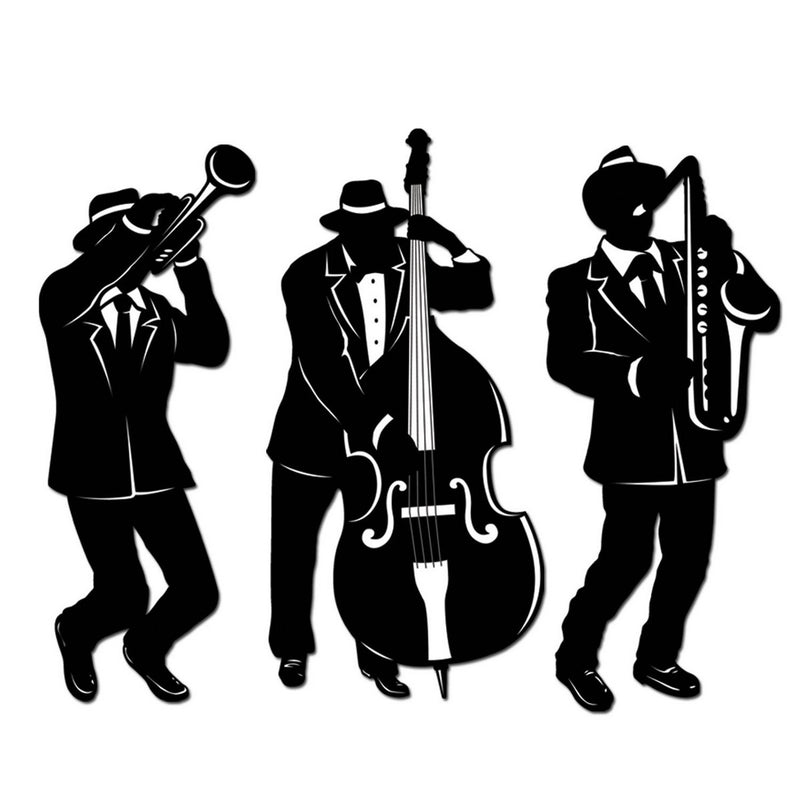 Jazz Trio Silhouettes – 17½"-18" – (3/Pkg) by Beistle for Mardi Gras