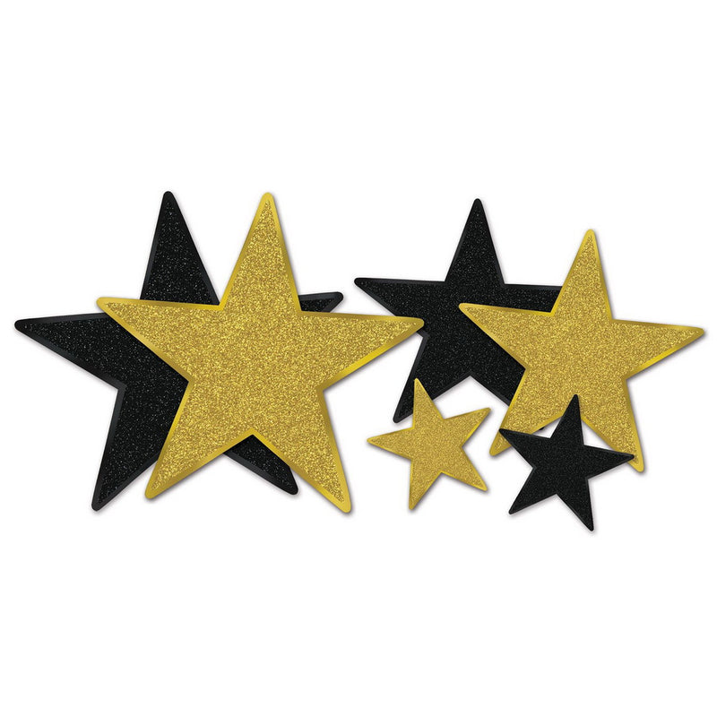 Glittered Foil Star Cutouts – Asstd – (6/Pkg) by Beistle for Awards Night