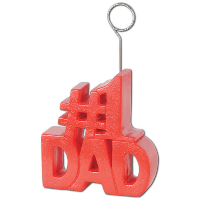 #1 Dad Photo/Balloon Holder – 6 Oz by Beistle for Mothers and Fathers Day Balloon/Photo Holders
