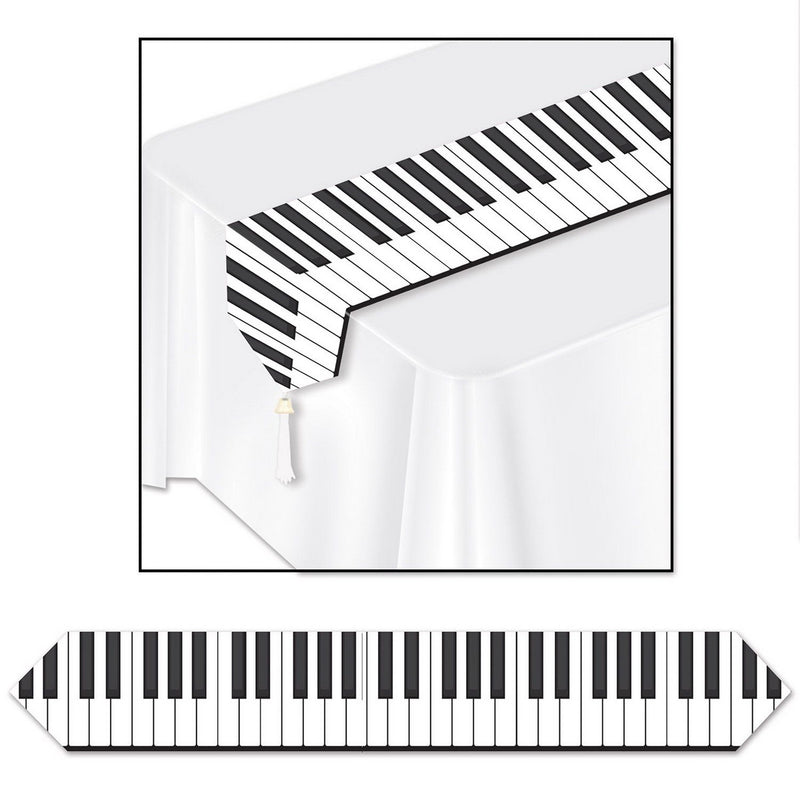 Printed Piano Keyboard Table Runner – 11" x 6' – (1/Pkg) by Beistle for Music Table Runners - Printed