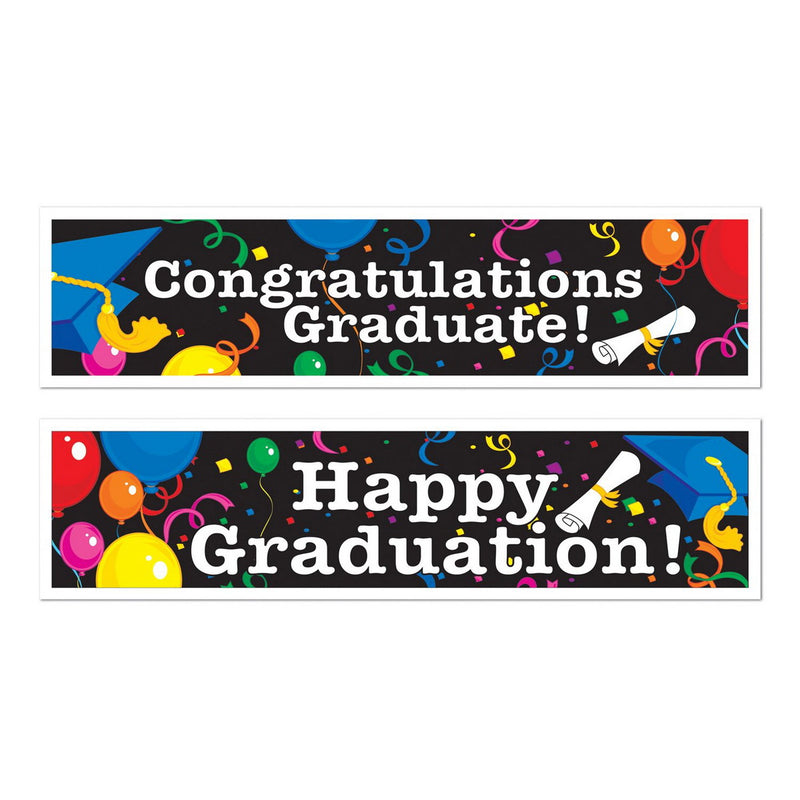 Graduation Banners – 15" x 5' – (2/Pkg) by Beistle All-Weather