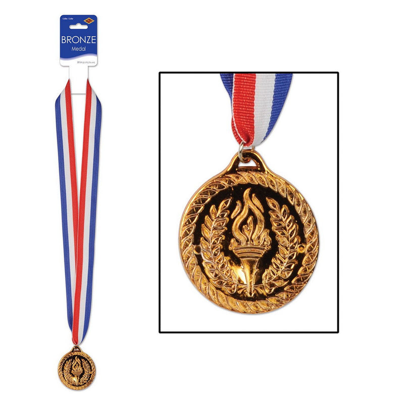 Bronze Medal w/Ribbon – 30" w/2" Medal – (1/Card) by Beistle for Sports Awards