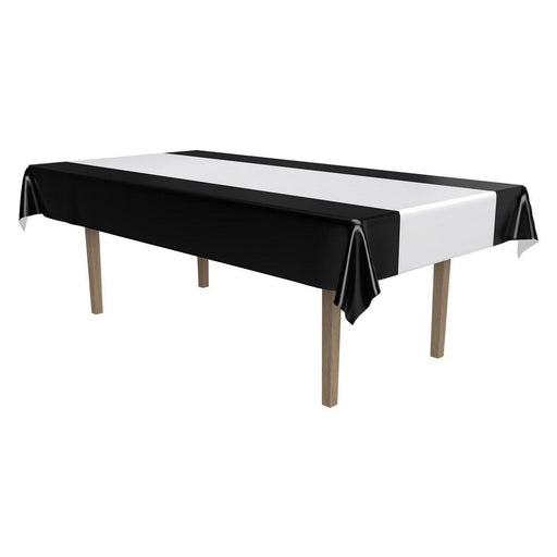 Black & Silver Tablecover – 54" x 108" – (1/Pkg) by Beistle for Awards Night Table Covers - Patterned