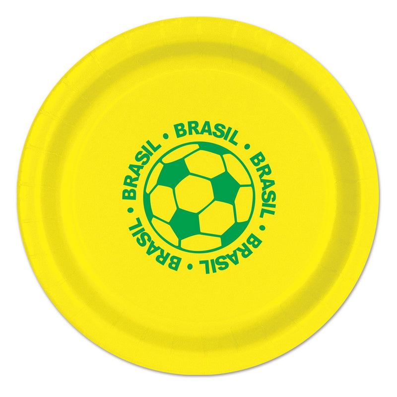 Plates - Brasil – 9" – (8/Pkg) by Beistle for Soccer Plates-Dinner