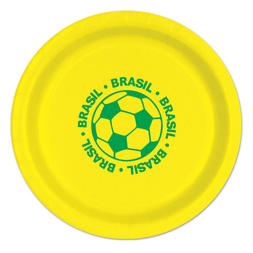 Plates - Brasil – 9" – (8/Pkg) by Beistle for Soccer Plates-Dinner