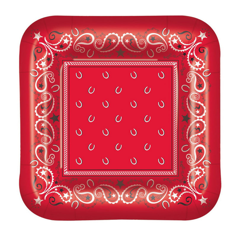 Bandana Plates – 9" – (8/Pkg) by Beistle for Western Plates-Dinner