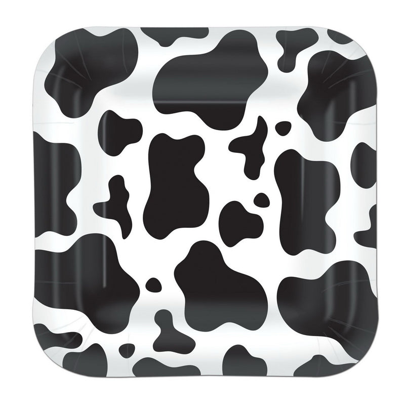 Cow Print Plates – 9" – (8/Pkg) by Beistle for Farm Plates-Dinner