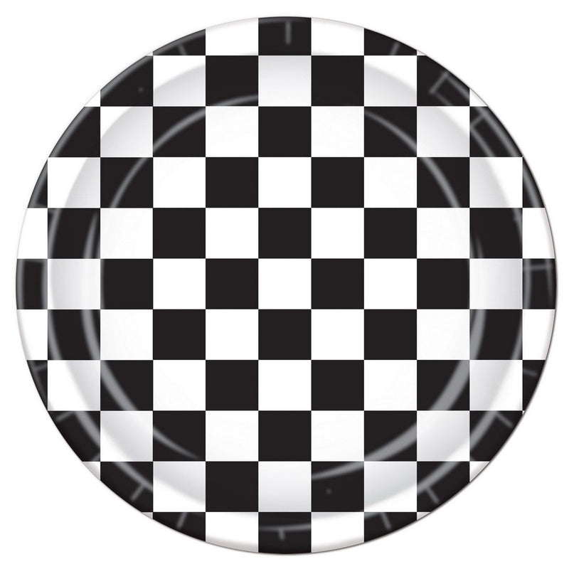 Checkered Plates – 9" – (8/Pkg) by Beistle for Racing Plates-Dinner