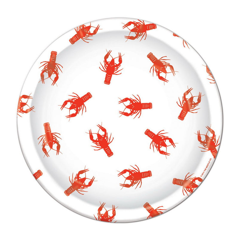 Crawfish Plates – 9" – (8/Pkg) by Beistle for Mardi Gras Plates-Dinner