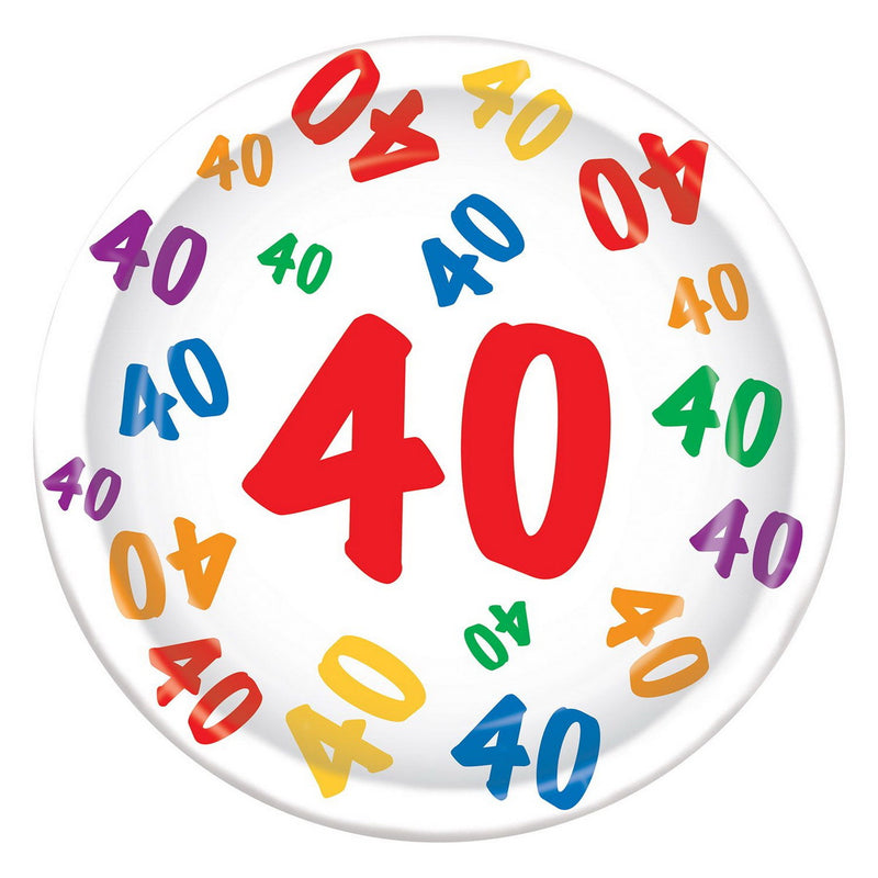 "40" Plates – 9" – (8/Pkg) by Beistle for Age-specific birthday Plates-Dinner