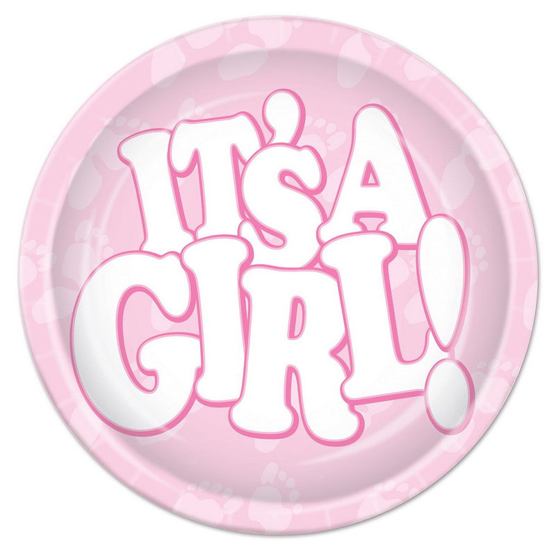 It's A Girl! Plates – 9" – (8/Pkg) by Beistle for Baby Shower Plates-Dinner