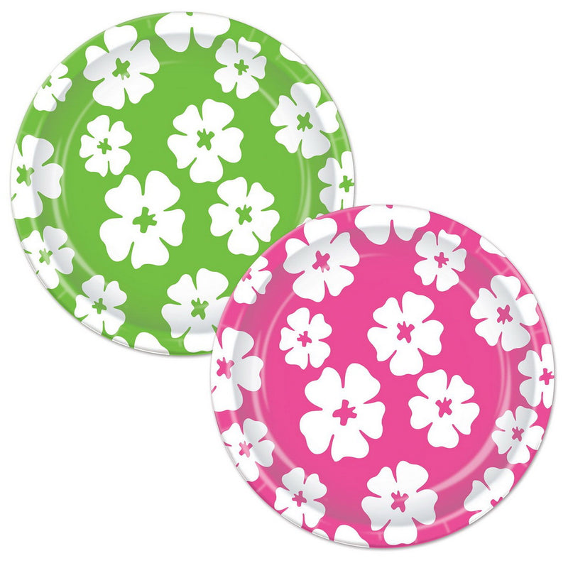 Hibiscus Plates – 9" – (8/Pkg) by Beistle for Luau Plates-Dinner