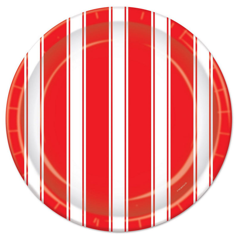 Red & White Stripes Plates – 9" – (8/Pkg) by Beistle for Circus Plates-Dinner