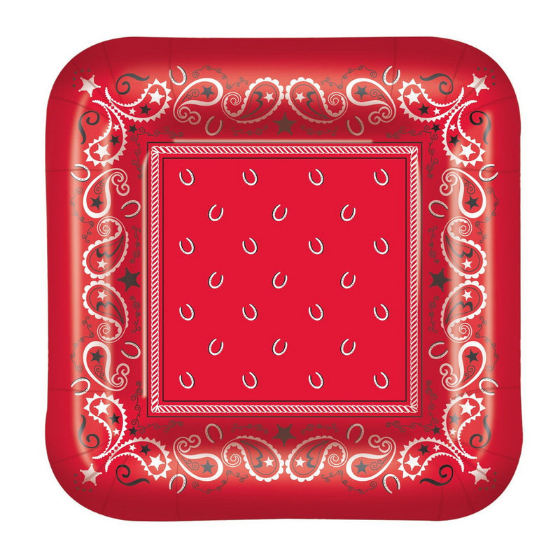 Bandana Plates – 7" – (8/Pkg) by Beistle for Western Plates-Dessert