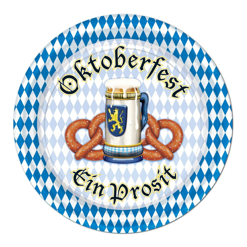 Oktoberfest Plates – 7" – (8/Pkg) by Beistle Plates-Dessert