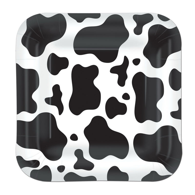 Cow Print Plates – 7" – (8/Pkg) by Beistle for Farm Plates-Dessert