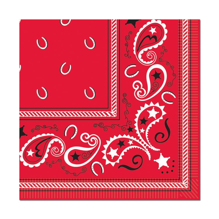 Bandana Luncheon Napkins – (16/Pkg) by Beistle for Western Napkins-Lunch