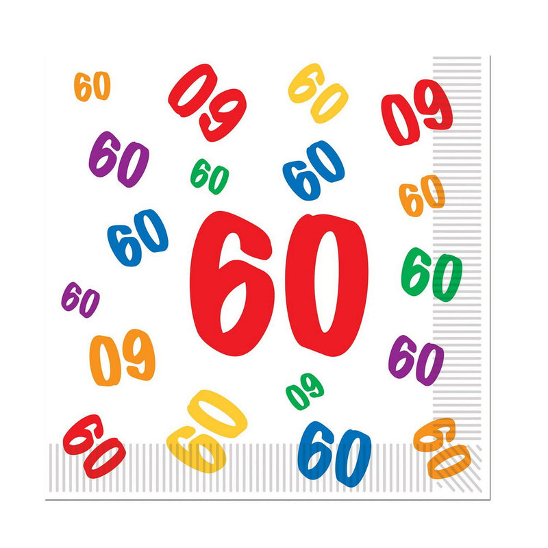 "60" Luncheon Napkins – (16/Pkg) by Beistle for Age-specific birthday Napkins-Lunch