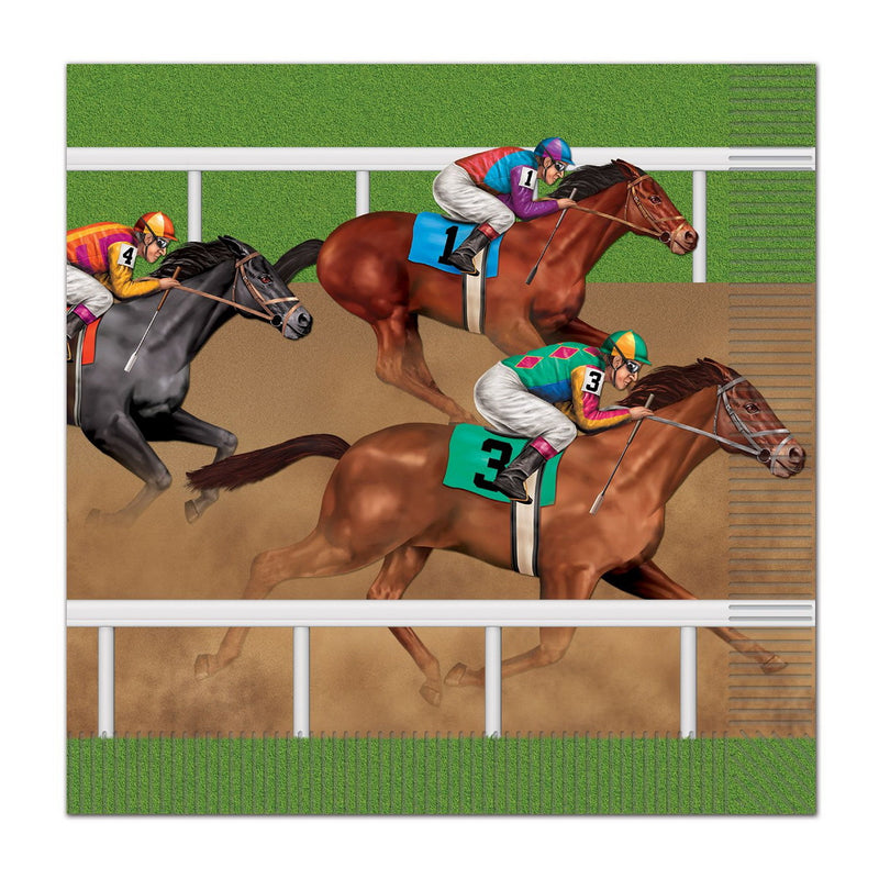 Horse Racing Luncheon Napkins – (16/Pkg) by Beistle for Derby Day Napkins-Lunch