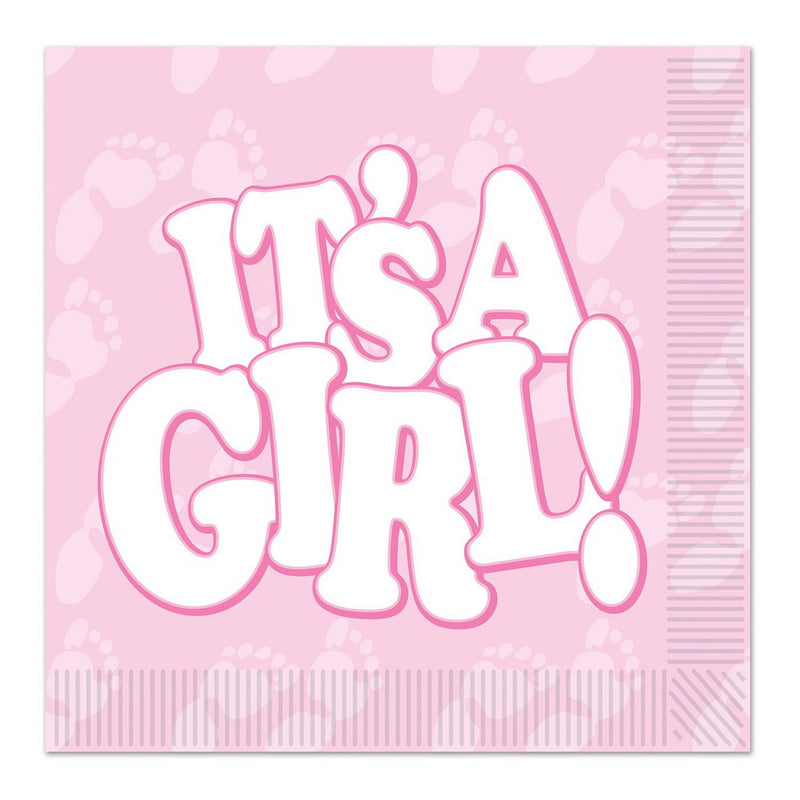 It's A Girl! Beverage Napkins – (16/Pkg) by Beistle for Baby Shower Napkins-Beverage
