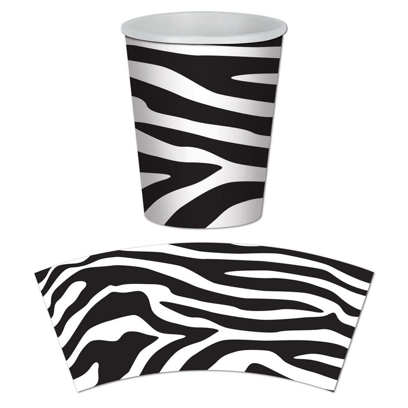 Zebra Print Beverage Cups – 9 Oz – (8/Pkg) by Beistle for Jungle