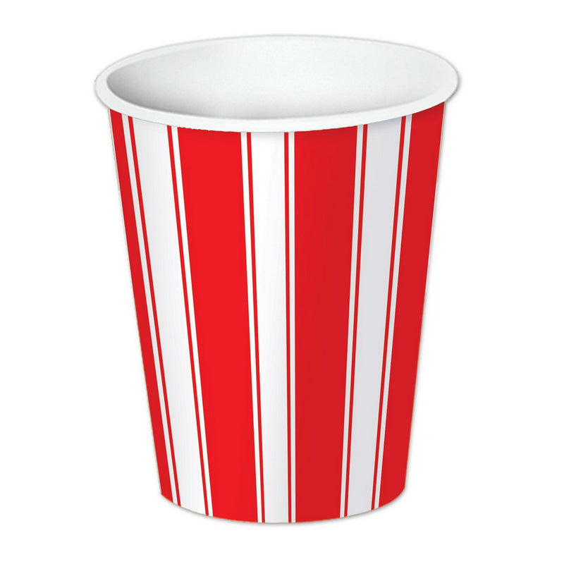 Red & White Stripes Beverage Cups – 9 Oz – (8/Pkg) by Beistle for Circus