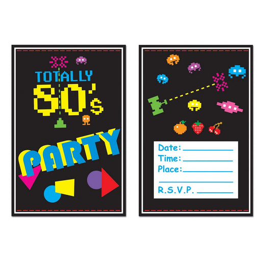 80's Invitations – 4" x 5½" – (8/Pkg) by Beistle Everyday