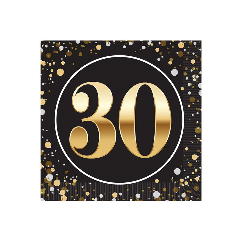 "30" Beverage Napkins – (16/Pkg) by Beistle for Age-specific birthday Napkins-Beverage