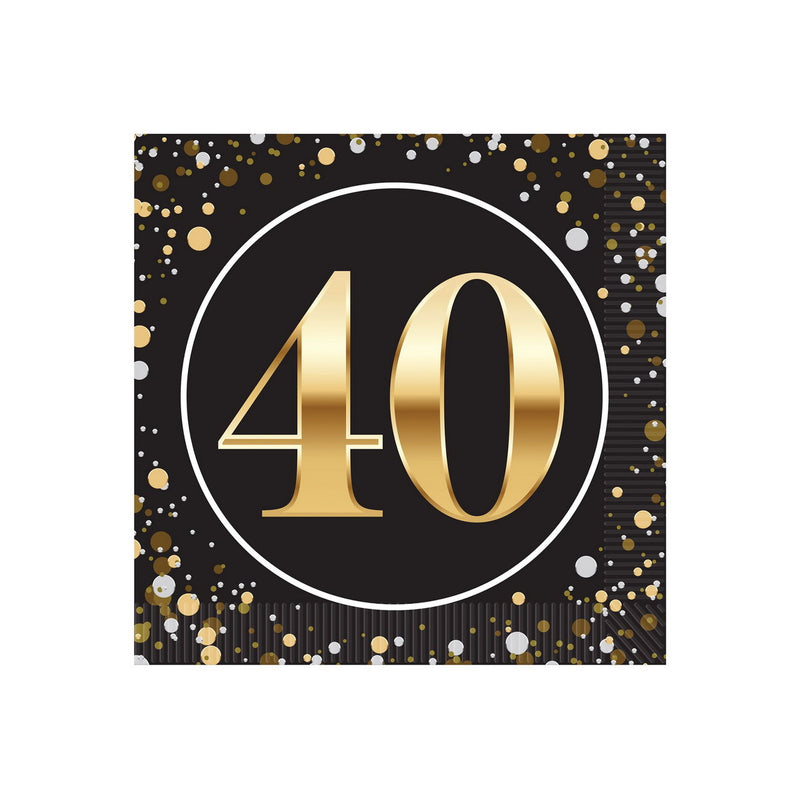"40" Beverage Napkins – (16/Pkg) by Beistle for Age-specific birthday Napkins-Beverage