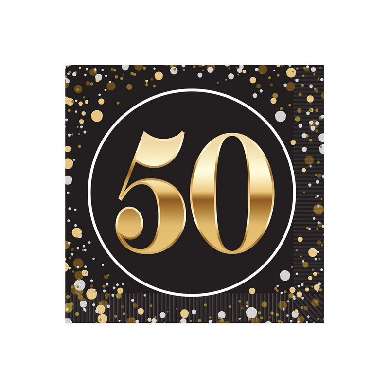 "50" Beverage Napkins – (16/Pkg) by Beistle for Age-specific birthday Napkins-Beverage