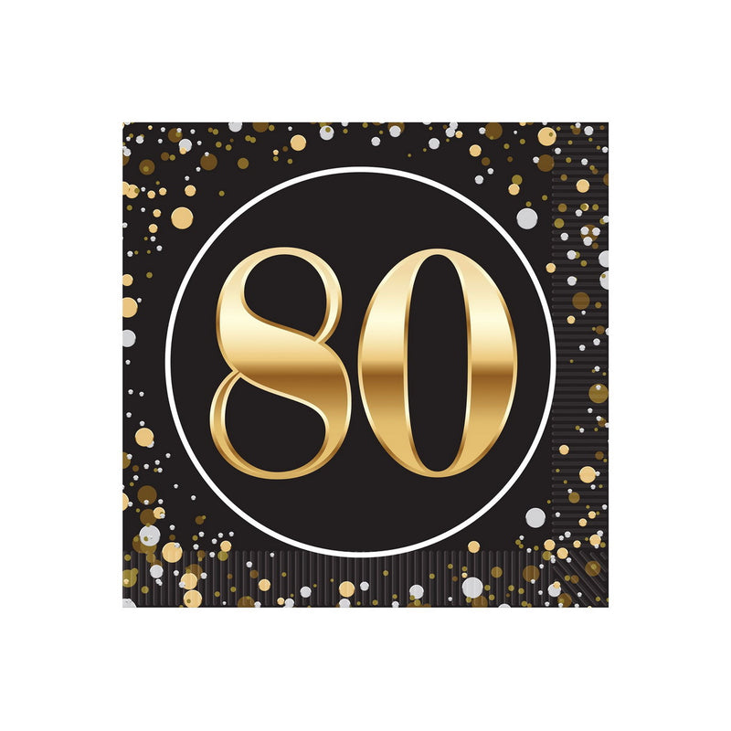 "80" Beverage Napkins – (16/Pkg) by Beistle for Age-specific birthday Napkins-Beverage