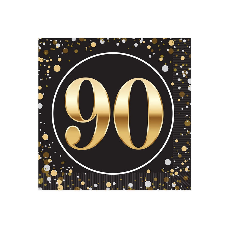"90" Beverage Napkins – (16/Pkg) by Beistle for Age-specific birthday Napkins-Beverage