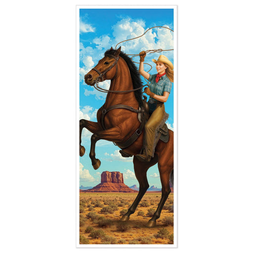 Cowgirl Door Cover – 6' x 30" – (1/Pkg) by Beistle for Western Door Covers