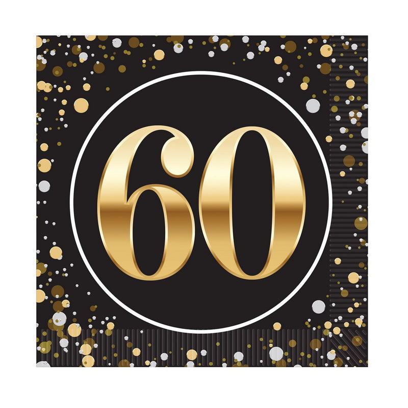"60" Luncheon Napkins – (16/Pkg) by Beistle for Age-specific birthday Napkins-Lunch