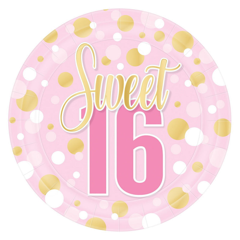 Sweet 16 Plates – 9" – (8/Pkg) by Beistle Plates-Dinner