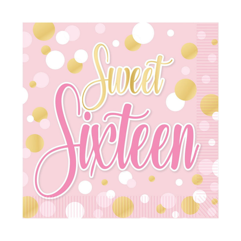 Sweet 16 Luncheon Napkins – (16/Pkg) by Beistle Napkins-Lunch