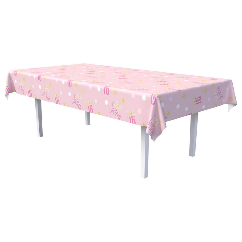 Sweet 16 Tablecover – 54" x 108" – (1/Pkg) by Beistle Table Covers - Patterned