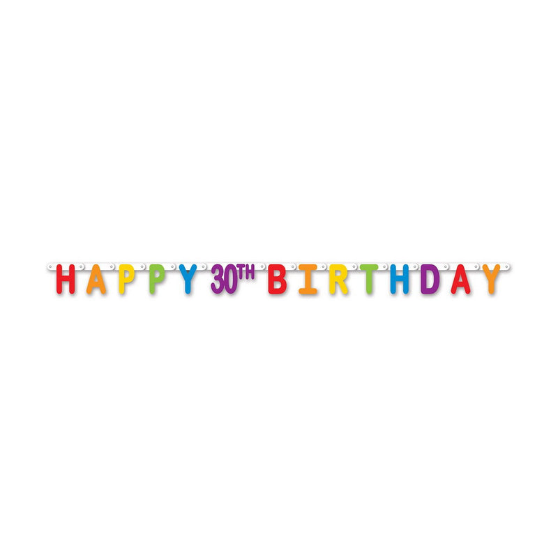 Happy "30th" Birthday Streamer – 4¼" x 5' 6" – (1/Pkg) by Beistle for Age-specific birthday Jointed Streamers