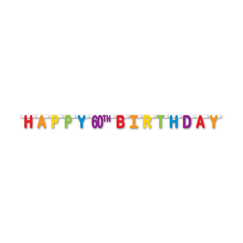 Happy "60th" Birthday Streamer – 4¼" x 5' 6" – (1/Pkg) by Beistle for Age-specific birthday Jointed Streamers